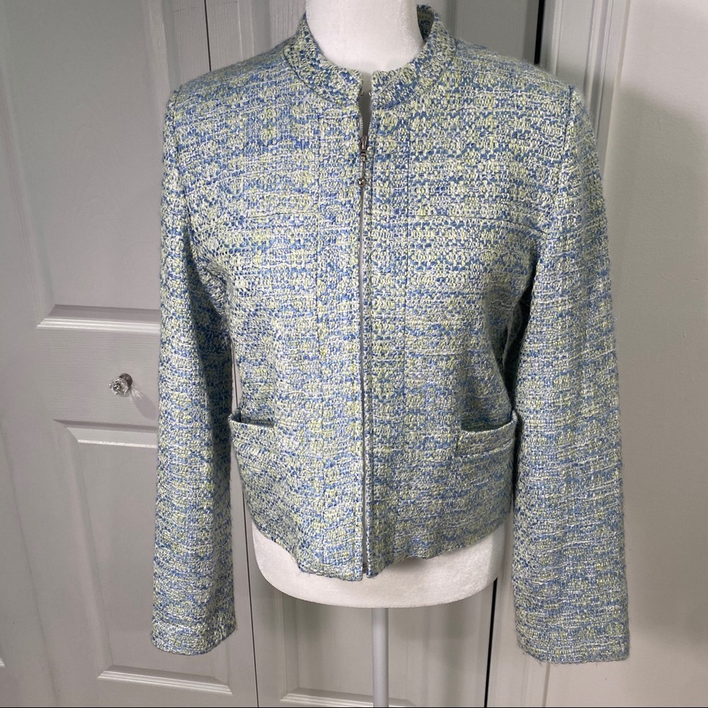 Mark, Fore & Strike VTG Tweed Blazer Jacket - Pastel Green and Blue - Size 10